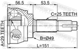 Febest 0210-084 Outer CV Joint 29X49X25