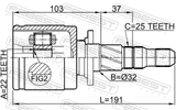 Febest 0811-B12R Rear Inner CV Joint 22X32X2520
