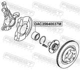 Febest DAC35640037M Front Wheel Bearing 35X64X37
