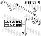 Febest 0223-J31FL Front Left Stabilizer Link / Sway Bar Link