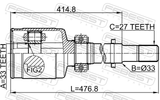Febest 0211-J1020GRH Inner CV Joint Right 33X33X27
