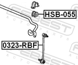 Febest 0323-RBF Front Stabilizer Link / Sway Bar Link