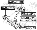 Febest NAB-J31B Rear Bushing, Front Control Arm (Hydro)