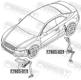 Febest 17603-011 Front Level Sensor (With Bracket, With Link)