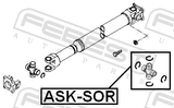 Febest ASK-SOR Cross Shaft Joint, Drive Shaft 28X48/77