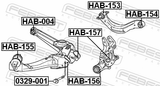 Febest HAB-153 Bushing, Rear Upper Control Arm