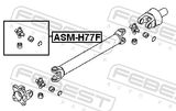 Febest ASM-H77F Cross Shaft Joint, Front Drive Shaft 25X65