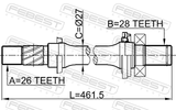 Febest 0512-M316AT Axle Half Shaft Right 26X462X28