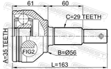 Febest 0210-J1020 Outer CV Joint 35X56X29