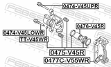 Febest 0475-V45R Rear Brake Caliper Repair Kit (Set For One Side)