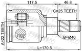 Febest 0211-F15LH Inner CV Joint Left 22X40X25