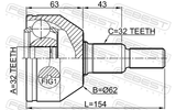 Febest 2010-WLF Outer CV Joint 32X62X32