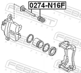 Febest 0274-N16F Front Caliper Slide Pin Kit (Set For Two Sides)