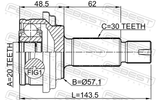 Febest 2210-MQ4R Outer CV Joint Rear 30X57.1X20
