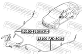 Febest 12100-F2DISCLH Parking Brake Cable, Left