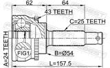 Febest 0410-033A43 Outer CV Joint 24X54X25