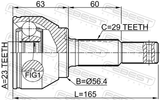 Febest 0210-B17 Outer CV Joint 23X56.4X29