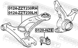 Febest 0124-ZZT230RH Right Front Arm
