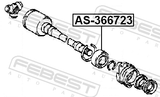 Febest AS-366723 Axle Shaft Bearing 36X67X23