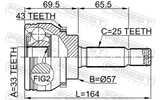 Febest 0410-DJ24A43 Outer CV Joint 33X57X25