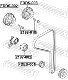 Febest 2187-002 Timing Belt Tensioner Pulley