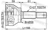 Febest 0210-FX35 Outer CV Joint 22X59X27