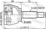Febest 1410-REXII Outer CV Joint 34X60X28