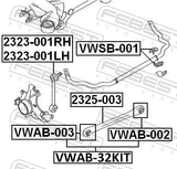 Febest VWAB-32KIT Rear Trasverse Rod Bushing Kit