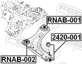 Febest RNAB-002 Front Bushing, Front Control Arm