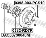 Febest 0382-RD7R Rear Wheel Hub Without Bearing