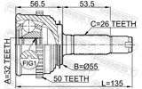Febest 0310-021A50 Outer CV Joint 32X55X26