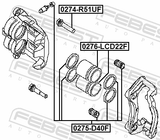 Febest 0275-D40F Front Brake Caliper Repair Kit (Set For Two Sides)