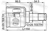 Febest 0411-CS13RH Inner CV Joint Right 29X41X25