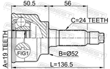 Febest 0510-014 Outer CV Joint 19X52X24