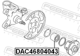 Febest DAC46804043 Front Wheel Bearing 46X80X40X43