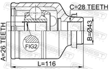 Febest 2211-CARRH Inner CV Joint Right 26X43X28