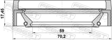 Febest 95MBS-61700817X Oil Seal Front Hub 59X70.2X8X17.45