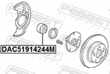 Febest DAC51914244M Front Wheel Bearing 51X91X42X44