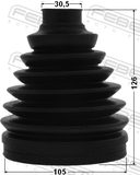 Febest 0117P-GRJ150 Boot Outer CV Joint Kit Pvc 105X126X30.5
