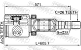 Febest 2711-S80AWDTRH Inner CV Joint Right 26X28X26