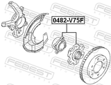 Febest 0482-V75F Front Wheel Hub