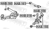 Febest HAB-161 Bushing, Rear Upper Control Arm