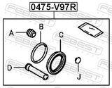 Febest 0475-V97R Rear Brake Caliper Repair Kit (Set For Two Sides)