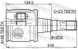 Febest 0111-MCX20RH Inner CV Joint Right 26X28X23