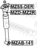 Febest MZD-MZ2R Rear Shock Absorber Jounce Bumper
