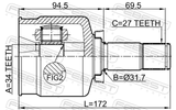 Febest 3511-NL3LH Inner CV Joint Left 34X31.7X27