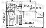 Febest 2210-SORA52 Outer CV Joint 36X54.7X30