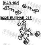 Febest HAB-152 Bushing, Rear Upper Control Arm