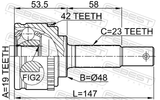 Febest 0210-043A42 Outer CV Joint 19X48X23