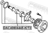 Febest DAC40804445-KIT2 Rear Wheel Bearing Repair Kit 40X80X44X45